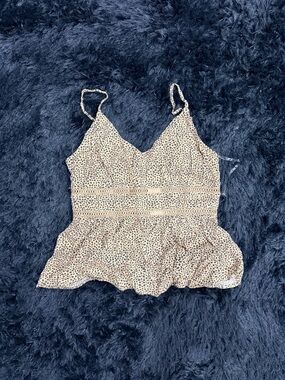 Floral Print Peplum Cami Top in Beige